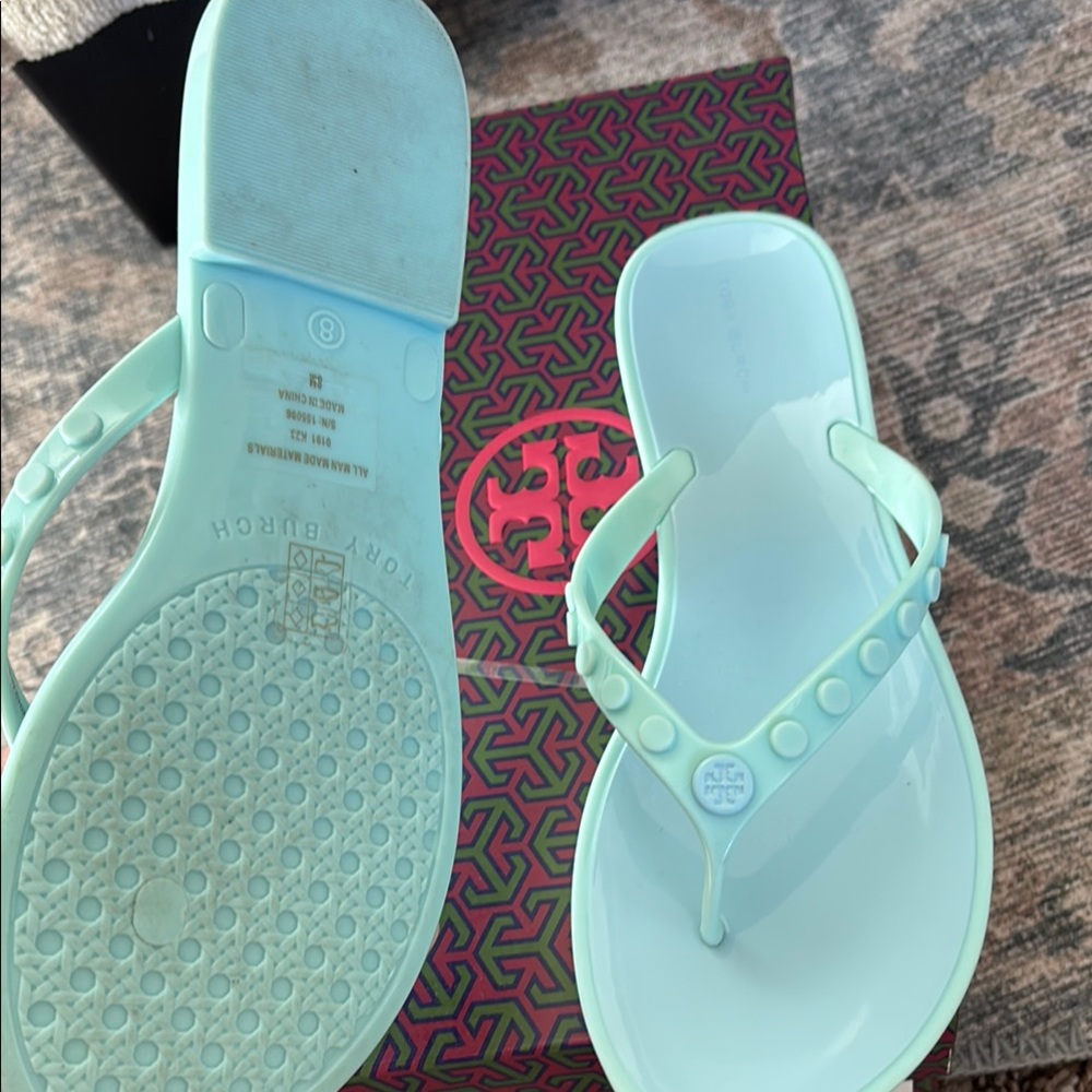 Tory Burch Seabubble Blue Flip Flops - Picture 2 of 2